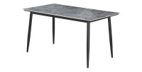 Table à manger GRANVIA – 140x80 cm – Effet ardoise – Structure métal – Style industriel et pratique 