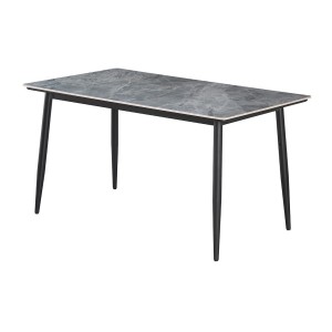 Table à manger GRANVIA – 140x80 cm – Effet ardoise – Structure métal – Style industriel et pratique 