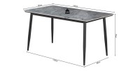 Table à manger GRANVIA – 140x80 cm – Effet ardoise – Structure métal – Style industriel et pratique 