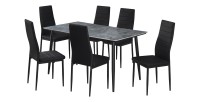Table à manger GRANVIA – 140x80 cm – Effet ardoise – Structure métal – Style industriel et pratique 