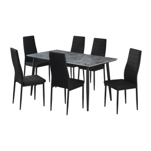 Table à manger GRANVIA – 140x80 cm – Effet ardoise – Structure métal – Style industriel et pratique 