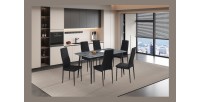 Table à manger GRANVIA – 140x80 cm – Effet ardoise – Structure métal – Style industriel et pratique 