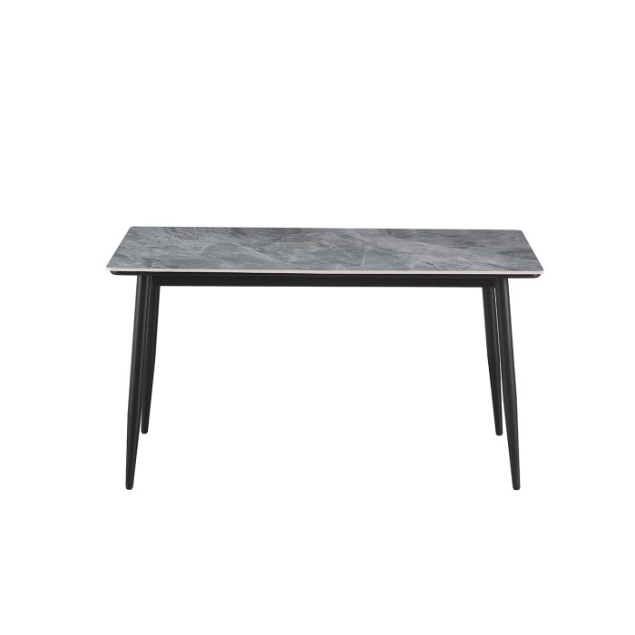 Table à manger GRANVIA – 140x80 cm – Effet ardoise – Structure métal – Style industriel et pratique 