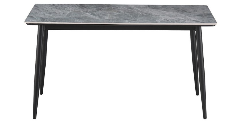 Table à manger GRANVIA – 140x80 cm – Effet ardoise – Structure métal – Style industriel et pratique 