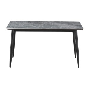 Table à manger GRANVIA – 140x80 cm – Effet ardoise – Structure métal – Style industriel et pratique 
