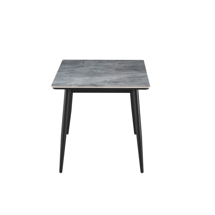 Table à manger GRANVIA – 140x80 cm – Effet ardoise – Structure métal – Style industriel et pratique 