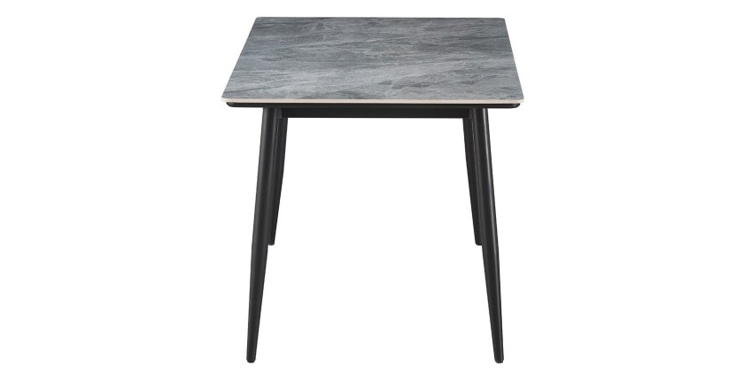 Table à manger GRANVIA – 140x80 cm – Effet ardoise – Structure métal – Style industriel et pratique 