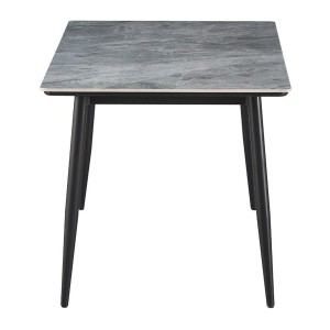 Table à manger GRANVIA – 140x80 cm – Effet ardoise – Structure métal – Style industriel et pratique 