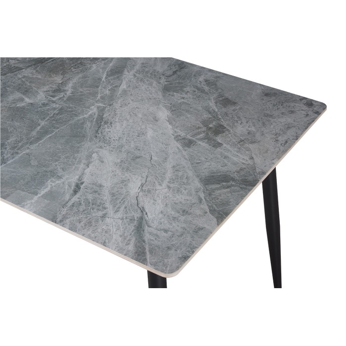 Table à manger GRANVIA – 140x80 cm – Effet ardoise – Structure métal – Style industriel et pratique 