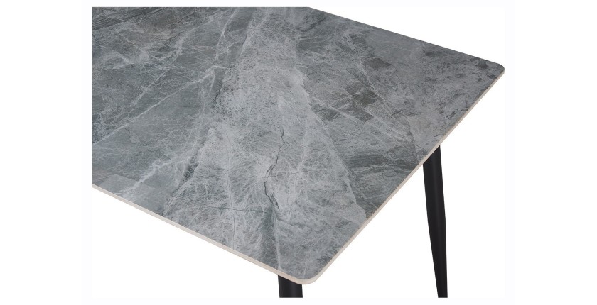 Table à manger GRANVIA – 140x80 cm – Effet ardoise – Structure métal – Style industriel et pratique 