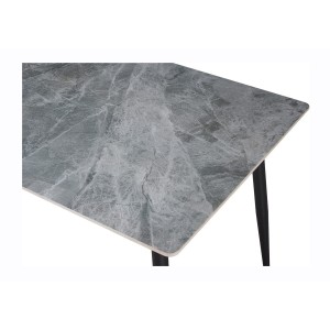 Table à manger GRANVIA – 140x80 cm – Effet ardoise – Structure métal – Style industriel et pratique 