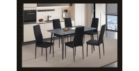 Table à manger GRANVIA – 140x80 cm – Effet ardoise – Structure métal – Style industriel et pratique 