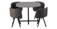 Ensemble table et 4 chaises ORBENA – Coloris gris mat – Table 100x100 cm – Design moderne et compact 