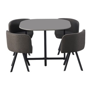 Ensemble table et 4 chaises ORBENA – Coloris gris mat – Table 100x100 cm – Design moderne et compact 