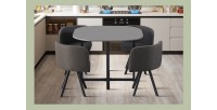 Ensemble table et 4 chaises ORBENA – Coloris gris mat – Table 100x100 cm – Design moderne et compact 