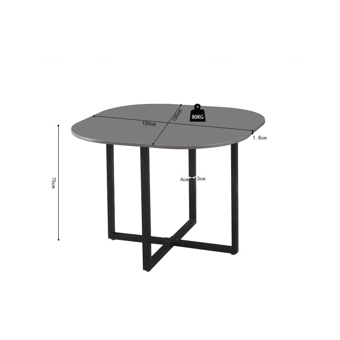 Ensemble table et 4 chaises ORBENA – Coloris gris mat – Table 100x100 cm – Design moderne et compact 