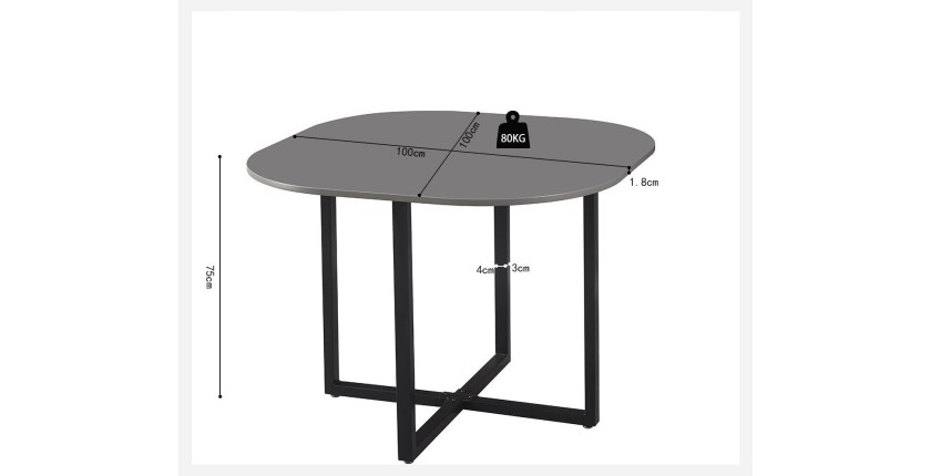 Ensemble table et 4 chaises ORBENA – Coloris gris mat – Table 100x100 cm – Design moderne et compact 
