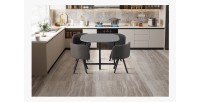 Ensemble table et 4 chaises ORBENA – Coloris gris mat – Table 100x100 cm – Design moderne et compact 