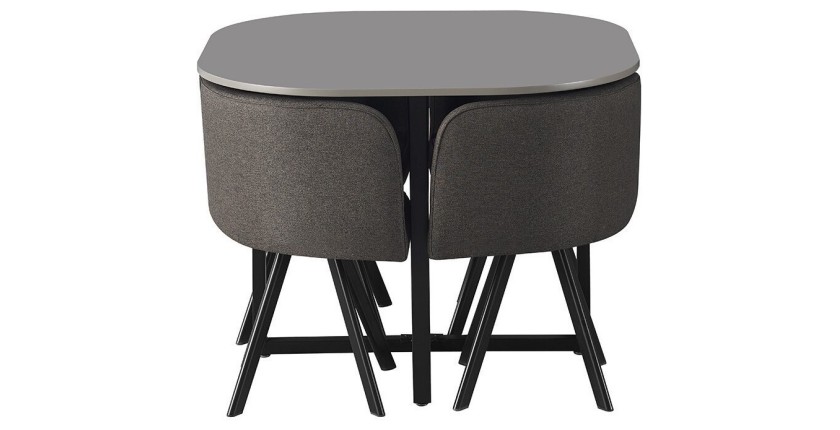Ensemble table et 4 chaises ORBENA – Coloris gris mat – Table 100x100 cm – Design moderne et compact 