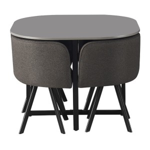 Ensemble table et 4 chaises ORBENA – Coloris gris mat – Table 100x100 cm – Design moderne et compact 
