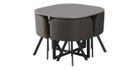 Ensemble table et 4 chaises ORBENA – Coloris gris mat – Table 100x100 cm – Design moderne et compact 