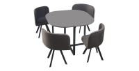 Ensemble table et 4 chaises ORBENA – Coloris gris mat – Table 100x100 cm – Design moderne et compact 