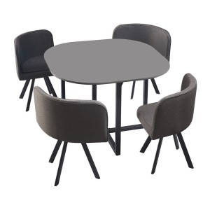 Ensemble table et 4 chaises ORBENA – Coloris gris mat – Table 100x100 cm – Design moderne et compact 