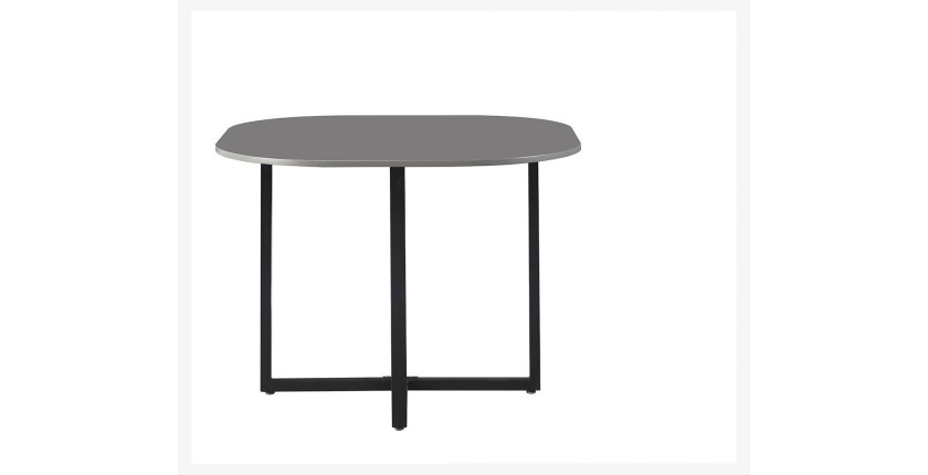 Ensemble table et 4 chaises ORBENA – Coloris gris mat – Table 100x100 cm – Design moderne et compact 