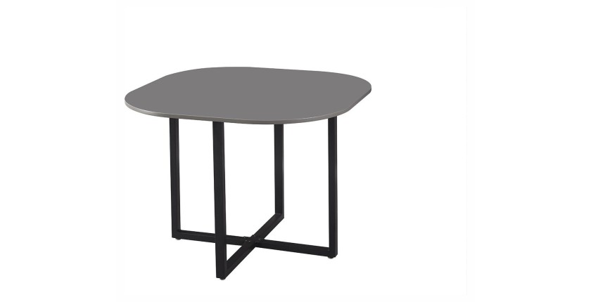 Ensemble table et 4 chaises ORBENA – Coloris gris mat – Table 100x100 cm – Design moderne et compact 