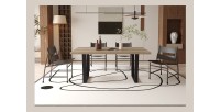 Table à manger ALTONIA – 180x90 cm – Effet bois de manguier – Pieds métal – Design industriel et chaleureux 