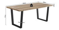 Table à manger ALTONIA – 180x90 cm – Effet bois de manguier – Pieds métal – Design industriel et chaleureux 