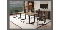 Table à manger ALTONIA – 180x90 cm – Effet bois de manguier – Pieds métal – Design industriel et chaleureux 