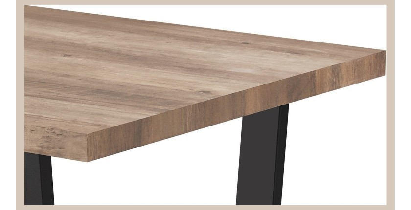 Table à manger ALTONIA – 180x90 cm – Effet bois de manguier – Pieds métal – Design industriel et chaleureux 