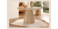 Table à manger SOLENA – Ø120 cm – Coloris chêne vieilli – Design rond – Style contemporain et chaleureux 