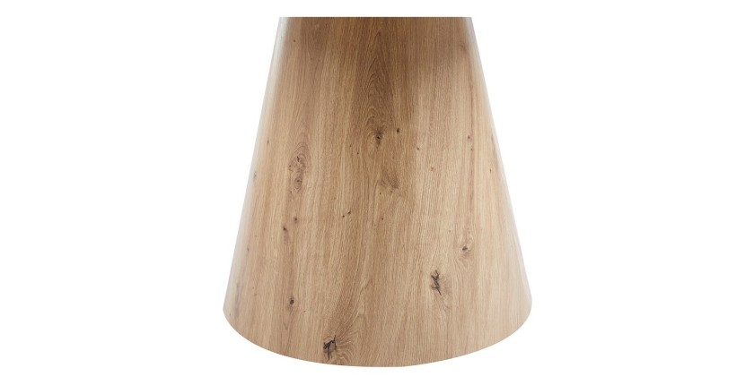 Table à manger SOLENA – Ø120 cm – Coloris chêne vieilli – Design rond – Style contemporain et chaleureux 