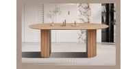 Table à manger VAGOS – 200x100 cm – Coloris chêne vieilli – Plateau MDF  – Design moderne et robuste 