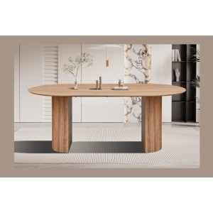 Table à manger VAGOS – 200x100 cm – Coloris chêne vieilli – Plateau MDF  – Design moderne et robuste 