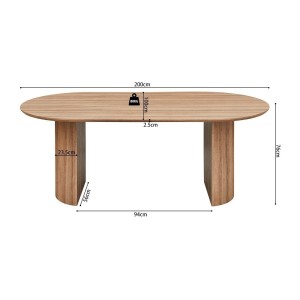 Table à manger VAGOS – 200x100 cm – Coloris chêne vieilli – Plateau MDF  – Design moderne et robuste 