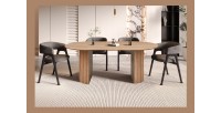 Table à manger VAGOS – 200x100 cm – Coloris chêne vieilli – Plateau MDF  – Design moderne et robuste 