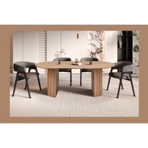 Table à manger VAGOS – 200x100 cm – Coloris chêne vieilli – Plateau MDF  – Design moderne et robuste 