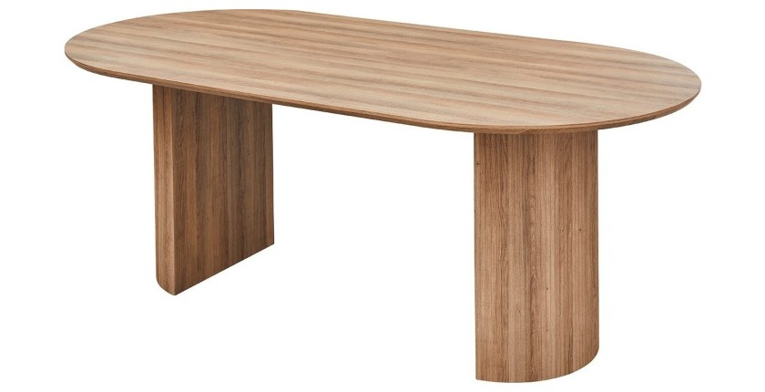 Table à manger VAGOS – 200x100 cm – Coloris chêne vieilli – Plateau MDF  – Design moderne et robuste 
