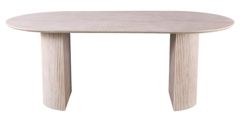 Table à manger VAGOS – 200x100 cm – Coloris travertin – Plateau MDF – Design contemporain élégant 