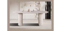 Table à manger VAGOS – 200x100 cm – Coloris travertin – Plateau MDF – Design contemporain élégant 