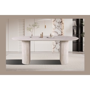 Table à manger VAGOS – 200x100 cm – Coloris travertin – Plateau MDF – Design contemporain élégant 