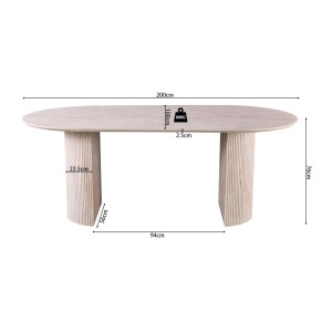 Table à manger VAGOS – 200x100 cm – Coloris travertin – Plateau MDF – Design contemporain élégant 