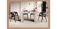 Table à manger VAGOS – 200x100 cm – Coloris travertin – Plateau MDF – Design contemporain élégant 