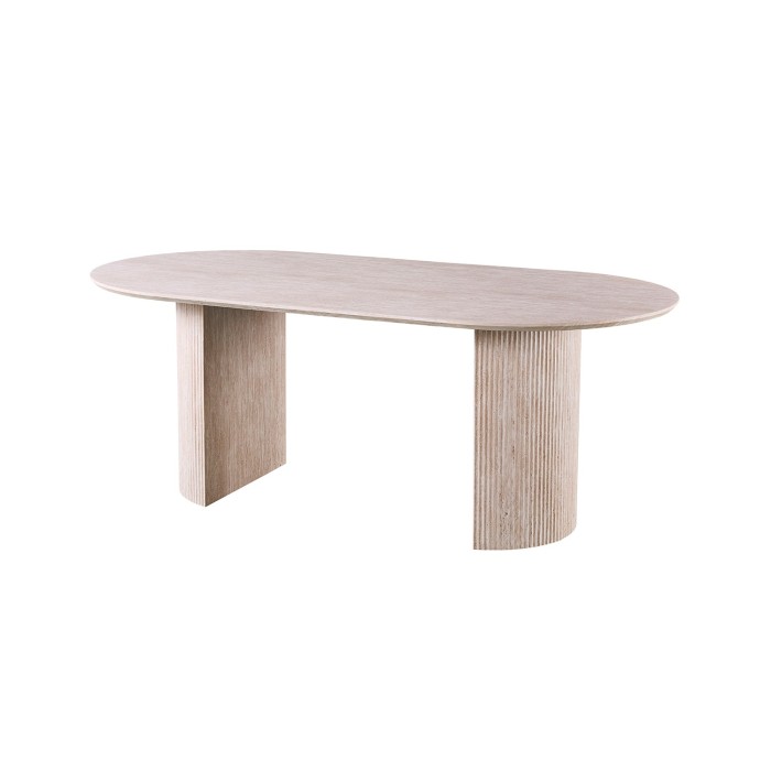Table à manger VAGOS – 200x100 cm – Coloris travertin – Plateau MDF – Design contemporain élégant 