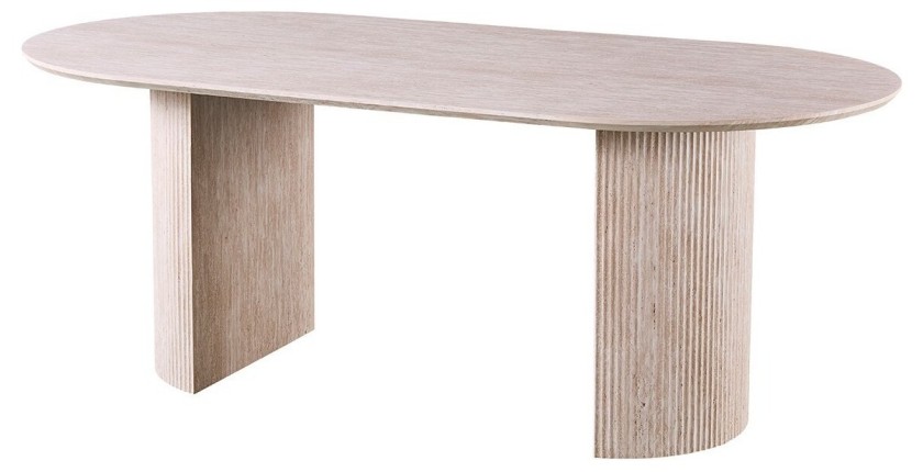 Table à manger VAGOS – 200x100 cm – Coloris travertin – Plateau MDF – Design contemporain élégant 