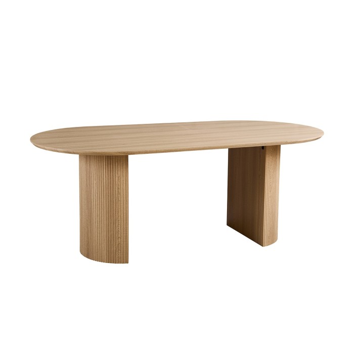 Table à manger VAGOS – 200x100 cm – Coloris chêne naturel – Plateau MDF 3D – Design contemporain et chaleureux 
