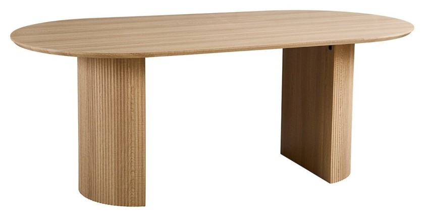 Table à manger VAGOS – 200x100 cm – Coloris chêne naturel – Plateau MDF 3D – Design contemporain et chaleureux 